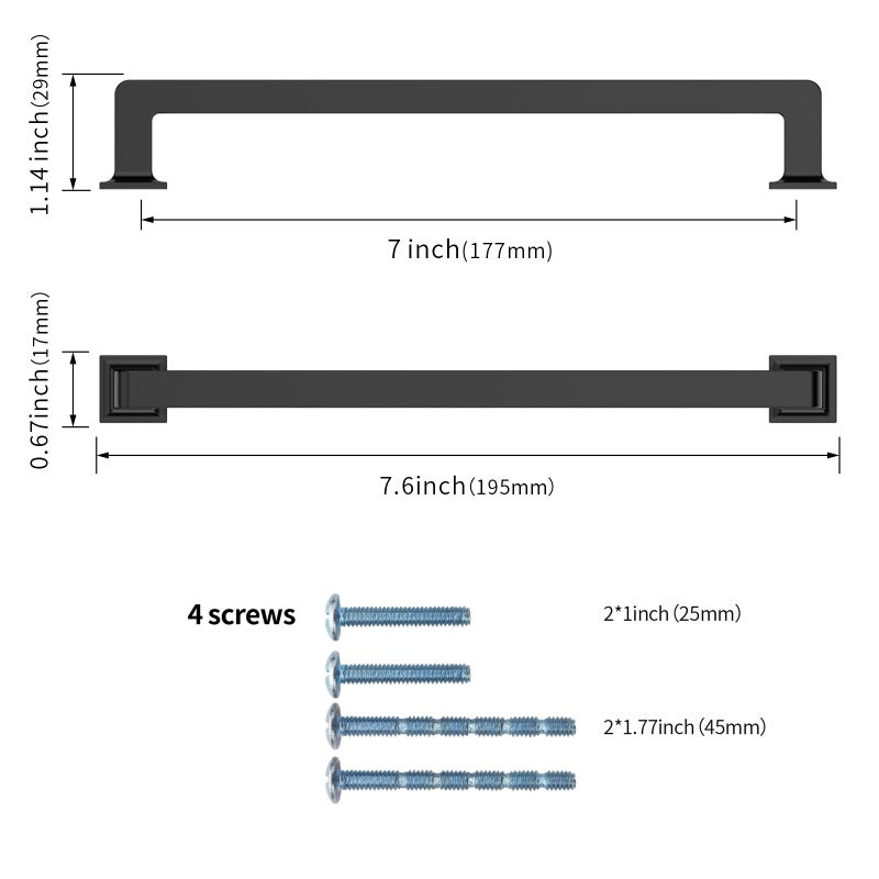 KNOKLOCK 10 Pack 7 Inch(177mm) Kitchen Cabinet Handles Matte Black Cabinet Pulls Kitchen Cabinet Hardware Drawer Pulls for Dresser Cupboard Wardrobe - Image 2